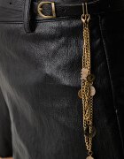 Haveone къс панталон дамски от имитация на кожа черен с висока талия PMA.R040
