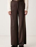 Haveone панталон дамски с вискоза кафяв с висока талия PGE.R160