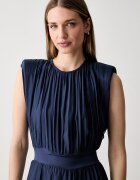 Haveone рокля с коприна тъмносиня с изчистена шарка