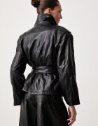 Haveone яке дамско от имитация на кожа черно KMA.R038