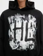helmut lang Памучен суичър SCRIBBLE.H2.LIGHT.CT мъжки в черно с качулка с принт P02HM514