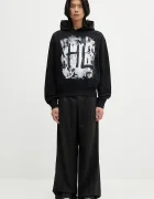 helmut lang Памучен суичър SCRIBBLE.H2.LIGHT.CT мъжки в черно с качулка с принт P02HM514