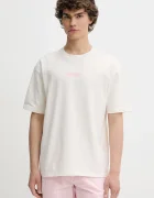 Hollister Co. Памучна тениска в бежово с апликация KI323-5007