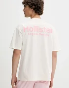 Hollister Co. Памучна тениска в бежово с апликация KI323-5007