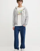 Hollister Co. Памучна тениска в бежово с десен KI323-5305