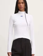 HUGO Blue блуза с дълги ръкави дамска от памук с еластан Easy Longsleeve_B бяла 50525318