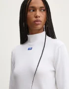 HUGO Blue блуза с дълги ръкави дамска от памук с еластан Easy Longsleeve_B бяла 50525318