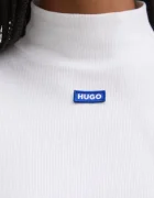 HUGO Blue блуза с дълги ръкави дамска от памук с еластан Easy Longsleeve_B бяла 50525318
