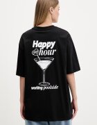HUGO Blue дамска памучна тениска Oversized_Tee_B черна 50560772
