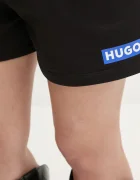 HUGO Blue Памучен къс панталон в черно с принт с висока талия 50541122