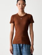 HUGO Blue тениска дамска от памук с еластан Easy Tee_B кафява 50523924