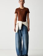 HUGO Blue тениска дамска от памук с еластан Easy Tee_B кафява 50523924