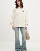 HUGO Blue уголемен суичър дамски от памук Classic Crew_B_3 бежов 50560782