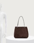 HUGO чанта tote дамска от имитация на велур Orin 2.0S_Small Tote кафява 50568033