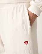 HUGO домашен панталон дамски с вискоза HEART PANT бял с висока талия 50566660