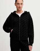HUGO домашен суичър дамски с памук FLOKKY_JACKET черен 50566669