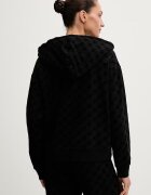 HUGO домашен суичър дамски с памук FLOKKY_JACKET черен 50566669