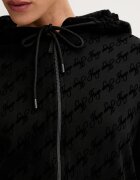 HUGO домашен суичър дамски с памук FLOKKY_JACKET черен 50566669