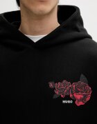 HUGO Памучен суичър Dagethood мъжки в черно с качулка с принт 50556389