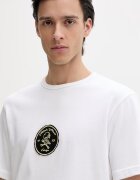 HUGO Памучна тениска Dobul в бяло с апликация 50558407