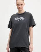 HUGO Памучна тениска Vintage Tee_22 дамска в сиво 50561164