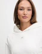 HUGO суичър с качулка дамски с памук SIGNATURE_HOODIE бежов 50556816