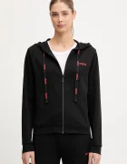 HUGO суичър с цип и качулка дамски с памук ID_JACKET черен 50556350