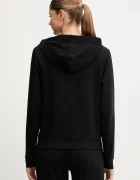 HUGO суичър с цип и качулка дамски с памук ID_JACKET черен 50556350