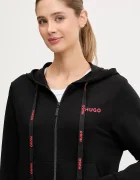 HUGO суичър с цип и качулка дамски с памук ID_JACKET черен 50556350