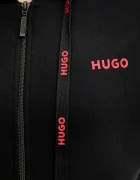 HUGO суичър с цип и качулка дамски с памук ID_JACKET черен 50556350