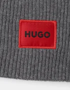 HUGO Вълнена шапка Xaff 6 в черно с фина плетка от вълна 50496011