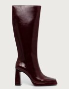 Jeffrey Campbell ботуши под коляното с дебел ток дамски от кожа Maximal бордо JC-852-1-53