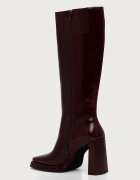 Jeffrey Campbell ботуши под коляното с дебел ток дамски от кожа Maximal бордо JC-852-1-53