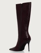 Jeffrey Campbell ботуши под коляното с тънък ток дамски от кожа PROPOSAL бордо JC-1385-5-1