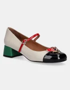 Jeffrey Campbell Кожени обувки с дебел ток JITTERBUG в бежово с дебел ток U88-05A