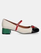 Jeffrey Campbell Кожени обувки с дебел ток JITTERBUG в бежово с дебел ток U88-05A