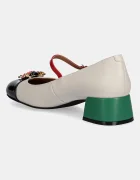 Jeffrey Campbell Кожени обувки с дебел ток JITTERBUG в бежово с дебел ток U88-05A