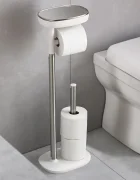 Joseph Joseph Стойка за тоалетна хартия с рафт EasyStore 68 cm в бяло