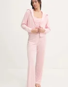 Juicy Couture Горнище на пижама тип суичър LIV RIB VELOUR HOODIE в розово JCLBJ125503