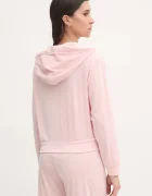 Juicy Couture Горнище на пижама тип суичър LIV RIB VELOUR HOODIE в розово JCLBJ125503