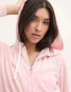 Juicy Couture Горнище на пижама тип суичър LIV RIB VELOUR HOODIE в розово JCLBJ125503