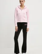 Juicy Couture Кадифен суичър в розово с качулка с десен JCWAS125302
