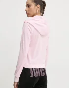 Juicy Couture Кадифен суичър в розово с качулка с десен JCWAS125302