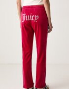 Juicy Couture разкроен панталон дамски от кадифе TINA TRACK PANT червен с ниска талия JCAPW045