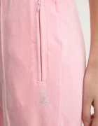 Juicy Couture разкроен панталон дамски от кадифе TINA TRACK PANT розов с ниска талия JCAPW045