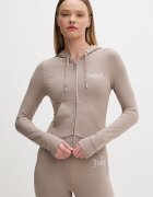 Juicy Couture суичър с цип дамски с памук OOLA HOODIE кафяв JCWAS126306