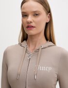Juicy Couture суичър с цип дамски с памук OOLA HOODIE кафяв JCWAS126306