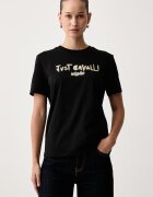 JUST CAVALLI тениска дамска от памук черна 81PAHF02 CJ800