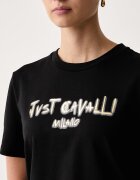 JUST CAVALLI тениска дамска от памук черна 81PAHF02 CJ800