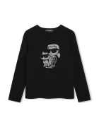 Karl Lagerfeld блуза с дълги ръкави за деца с памук черна Z31463